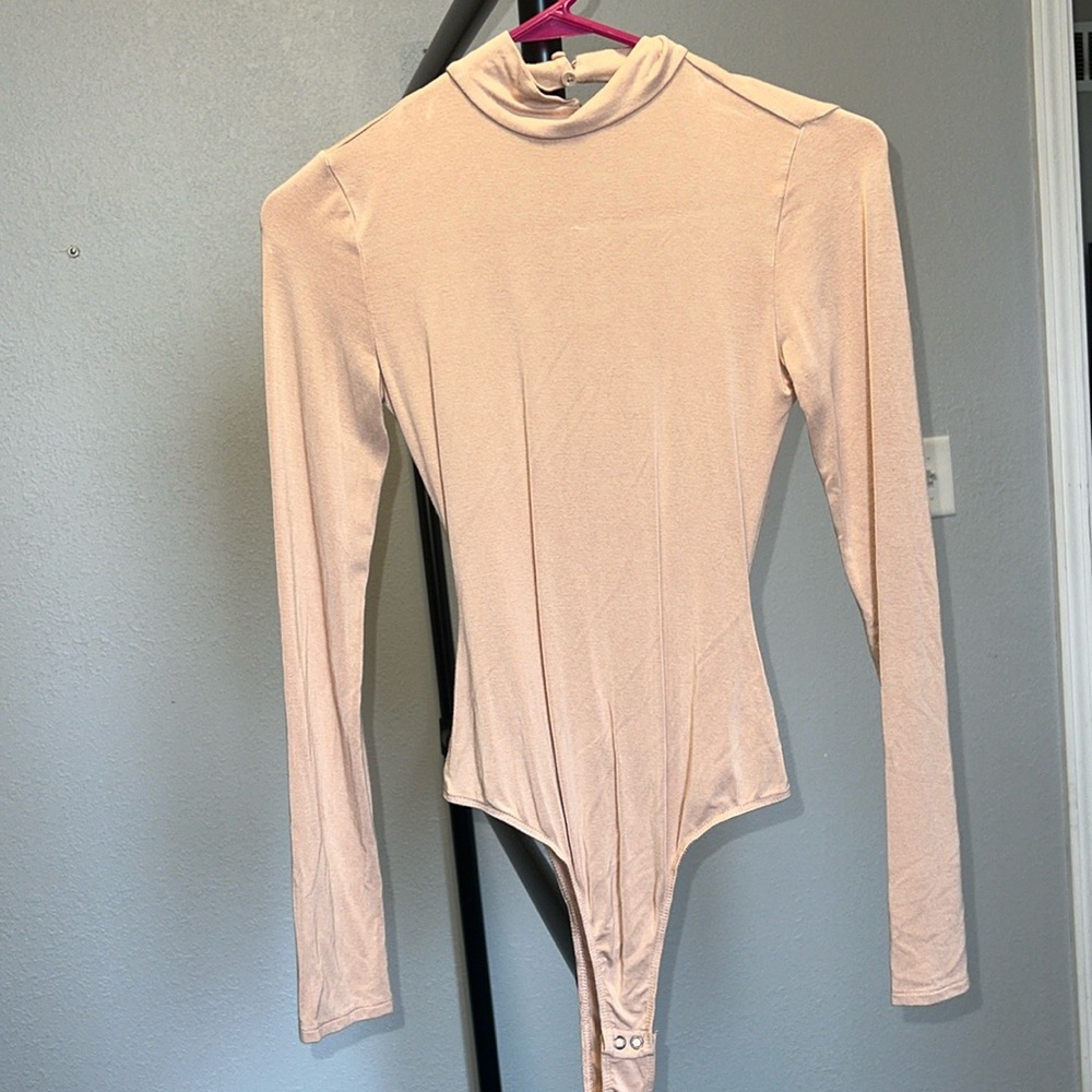 Light Pink/Tan Forever 21 Open Back Bodysuit